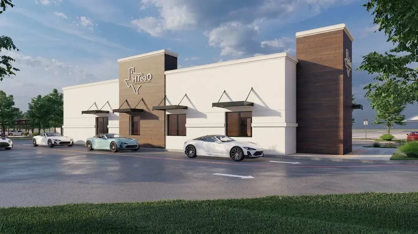 HTeao 3D architectural render of a completed building project