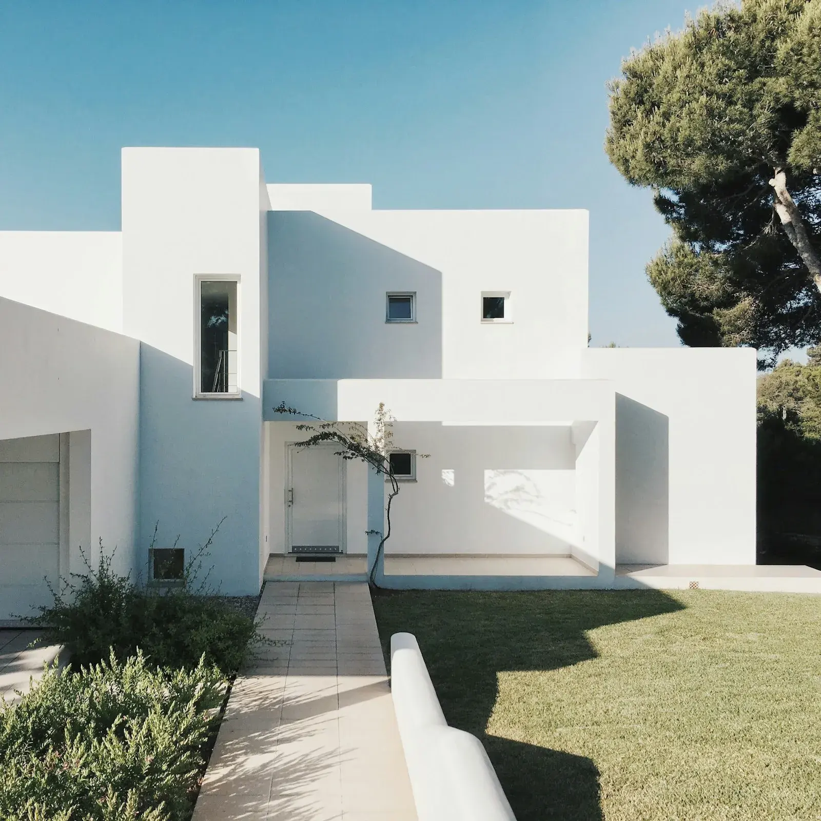 Completed white modern residence